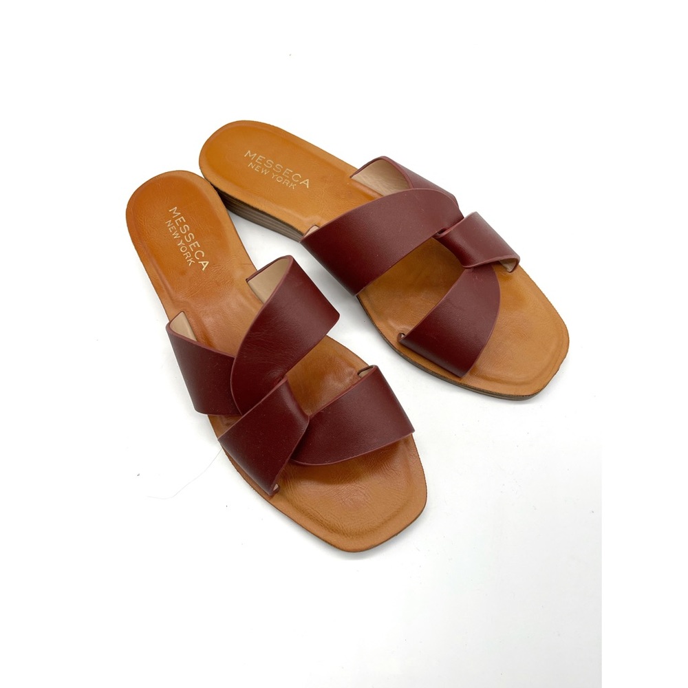 Messeca New York Tyla Womens Sandal Size 6.5 Maroon Wedge Slide